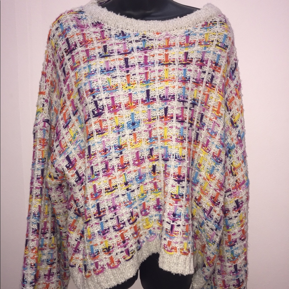 She and sky multicolored striped knit sweater